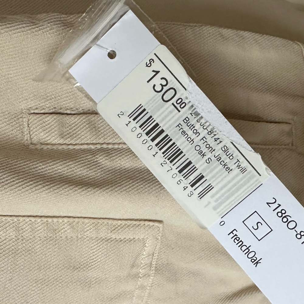 NWT Tribal Slub Twill Crop Button Front Jacket - Ecru Cream Boxy French Oak - Picture 6 of 6